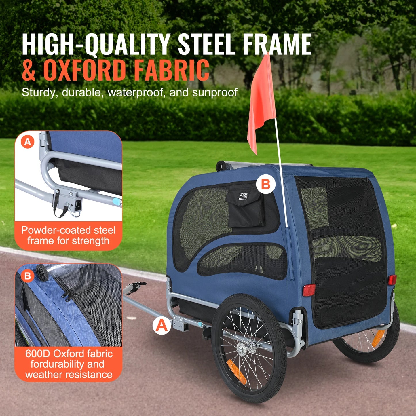 SucceBuy Pet Bicycle Carrier, Reflectors, Flag, Collapsible to Store