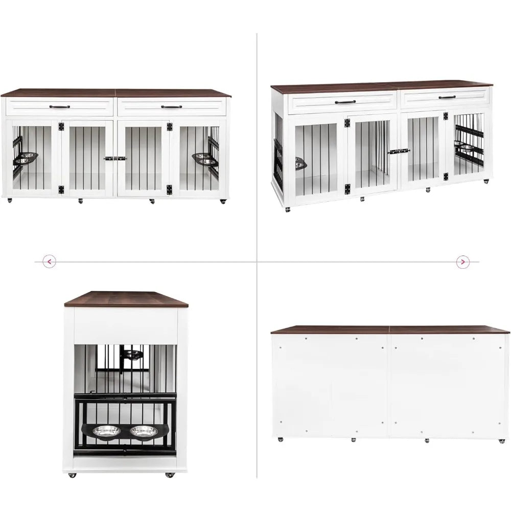 XL Double Pet Kennel TV Stand