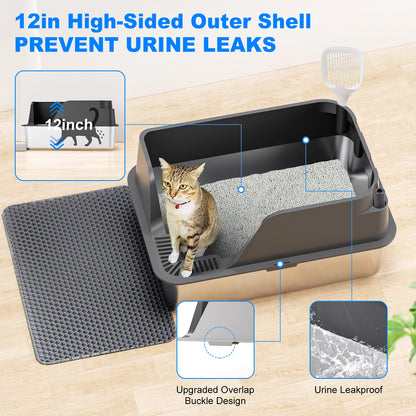 XL Stainless Steel Cat Litter Box