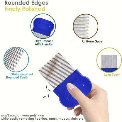 Pk of 4 Stainless Steel Flea and Lice Combs