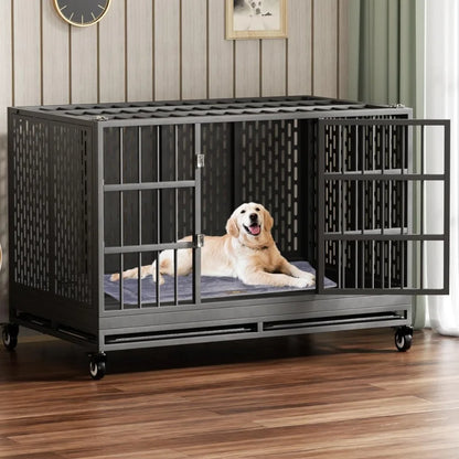 48/42/38 Inch Heavy Duty Pet Crate w/Wheels
