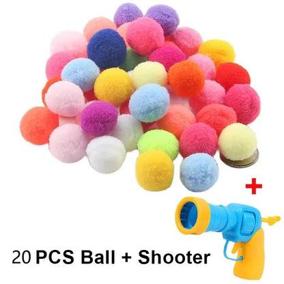 Interactive Toy Gun 10/20/30/100Pc Ball Launcher for Pets
