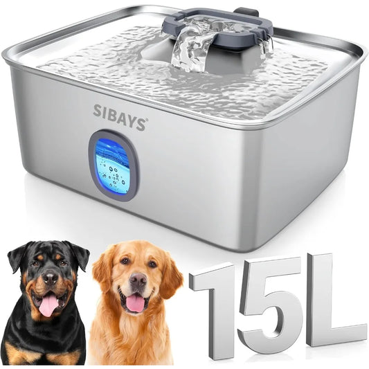 15L Multi-Pet Stainless Steel Pet Fountain