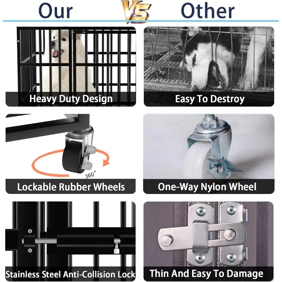 Heavy Duty Escape Proof Kennel w/Lockable Wheels