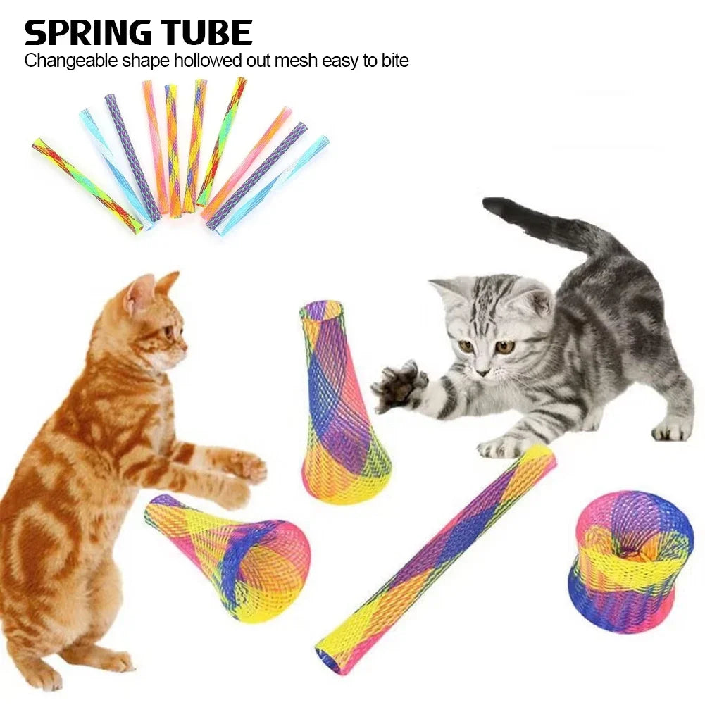 10Pcs Telescopic Tube Spiral Spring Pet Toys