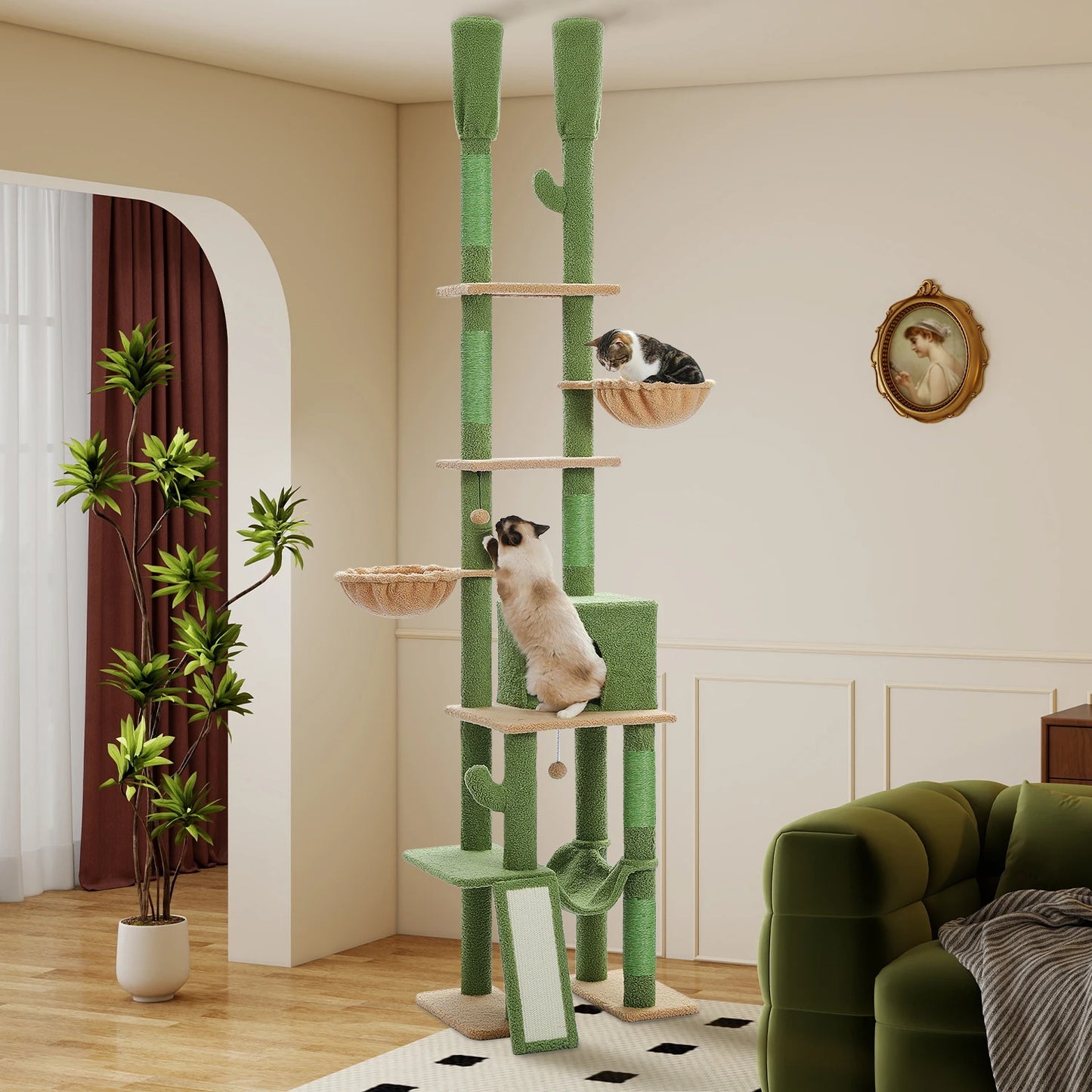 Floor to Ceiling Cactus Cat Tree with Scratching Post