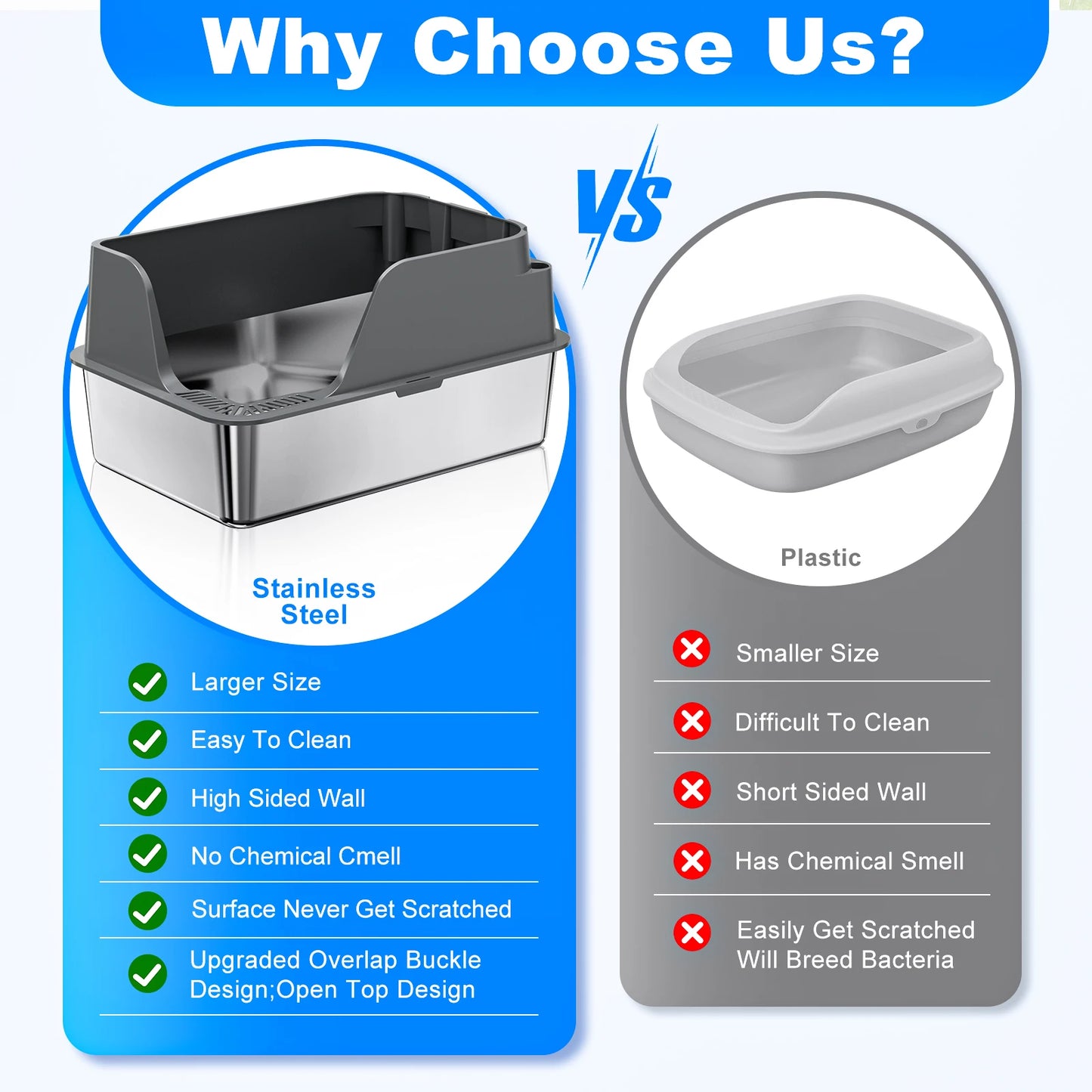 XL Stainless Steel Cat Litter Box