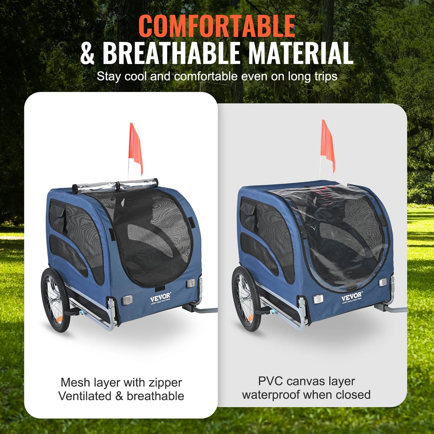SucceBuy Pet Bicycle Carrier, Reflectors, Flag, Collapsible to Store