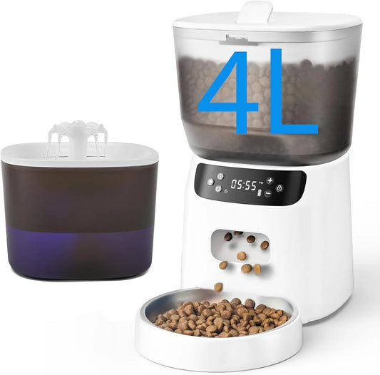 4L Automatic Pet Feeder w/Water Fountain