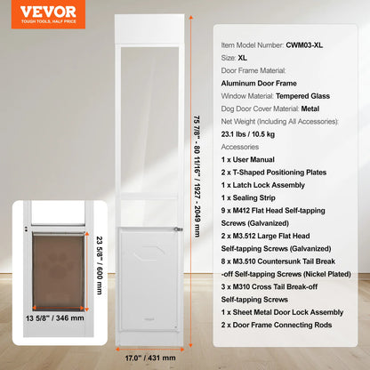 SucceBuy Sliding Glass Door Adjustable Height Pet Door
