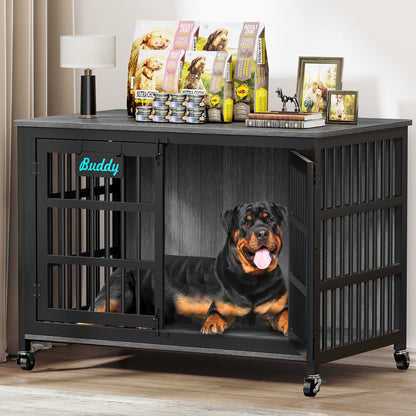 Heavy Duty Dog Crate Furniture with Casters