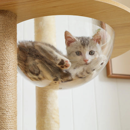 Indoor Wood Cat Tower w/Scratching Posts