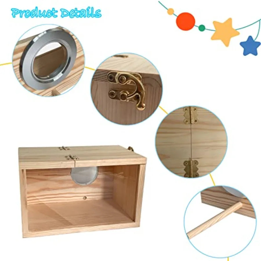Transparent & Wood Parakeet Nesting Box