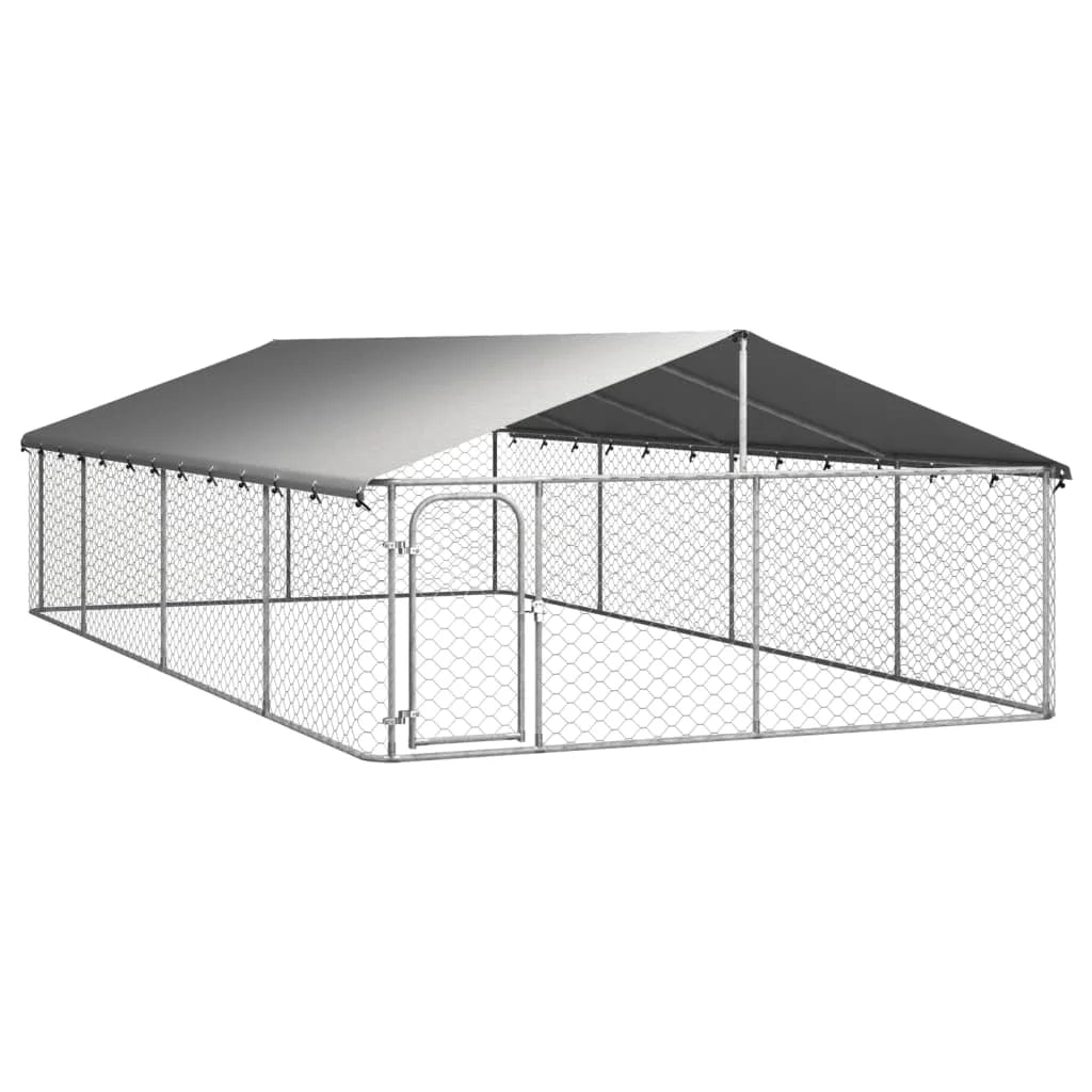 Galvanized Steel Outdoor Kennel with Roof