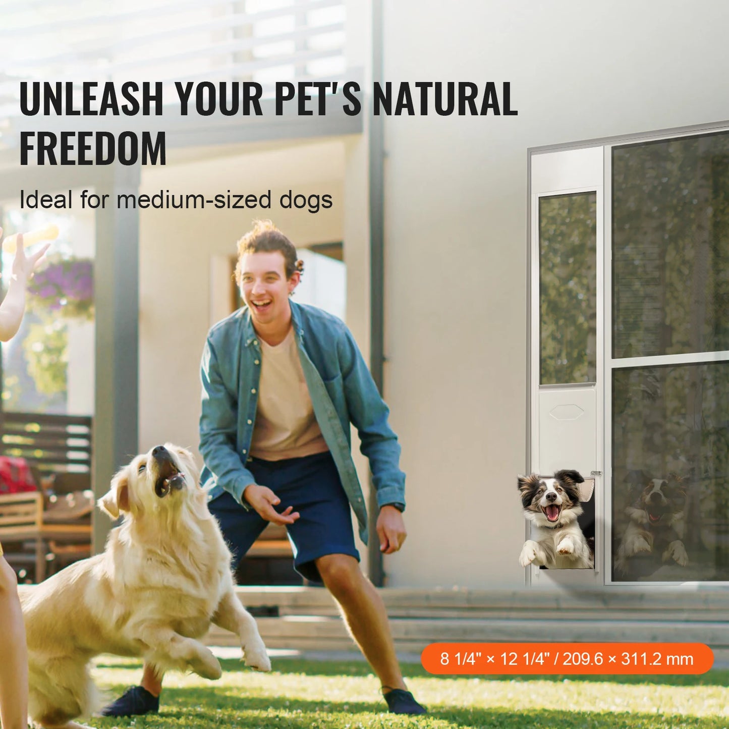 SucceBuy Sliding Glass Door Adjustable Height Pet Door