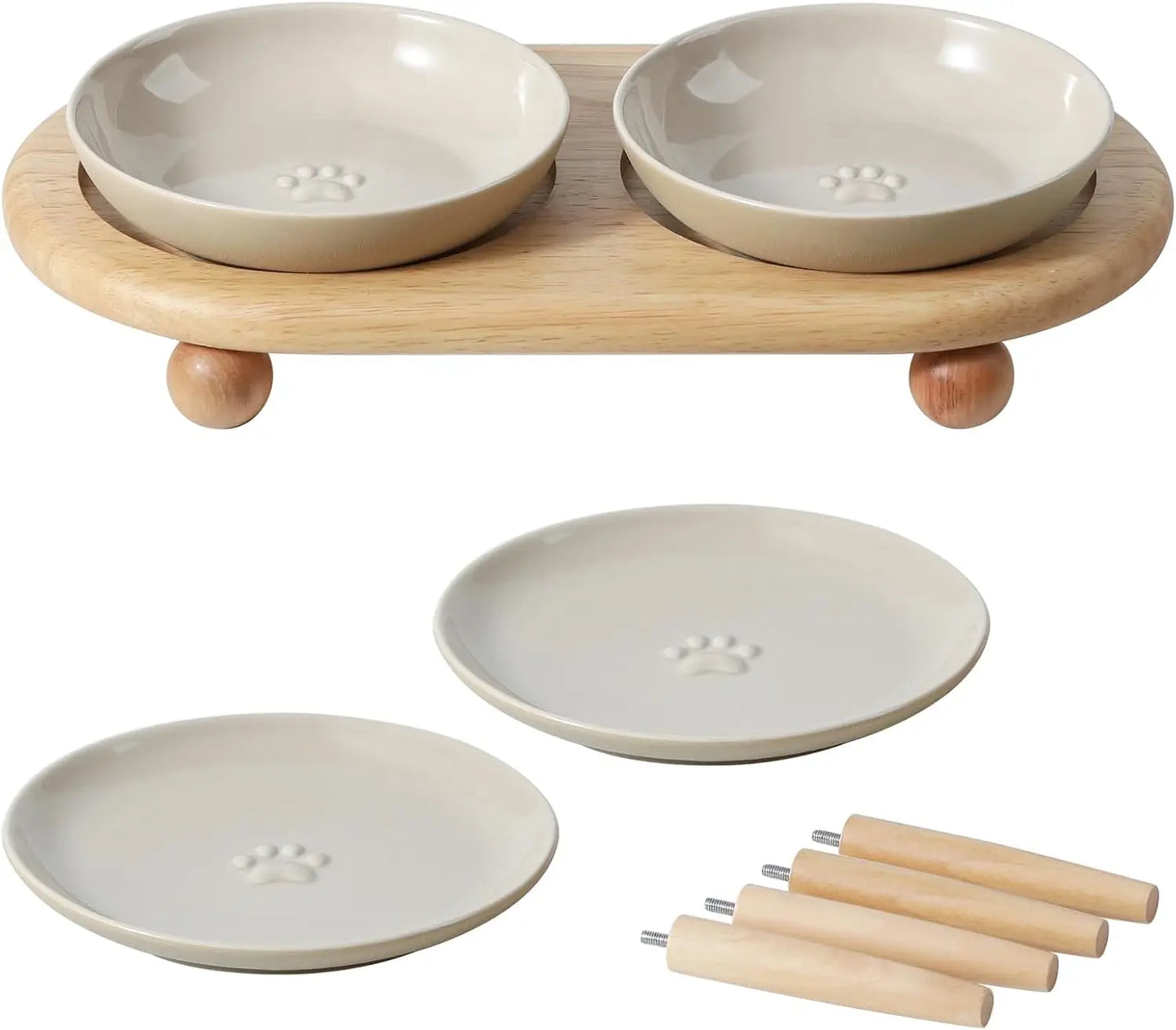 Raised Ceramic Pet Food & Water Bowls