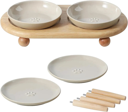 Raised Ceramic Pet Food & Water Bowls