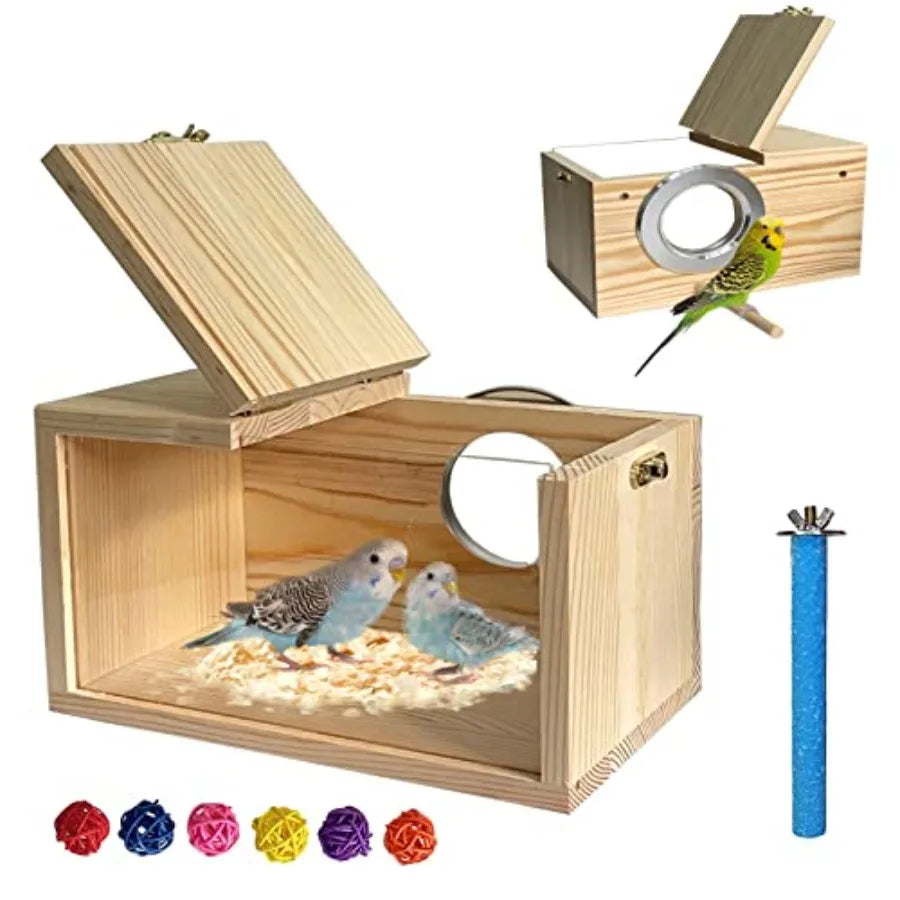 Transparent & Wood Parakeet Nesting Box