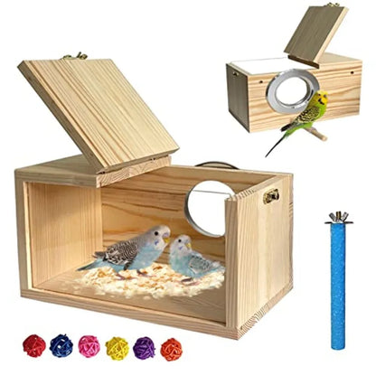 Transparent & Wood Parakeet Nesting Box