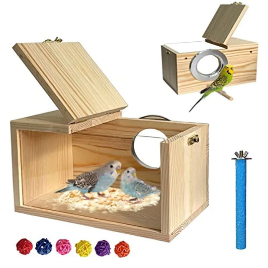 Transparent & Wood Parakeet Nesting Box