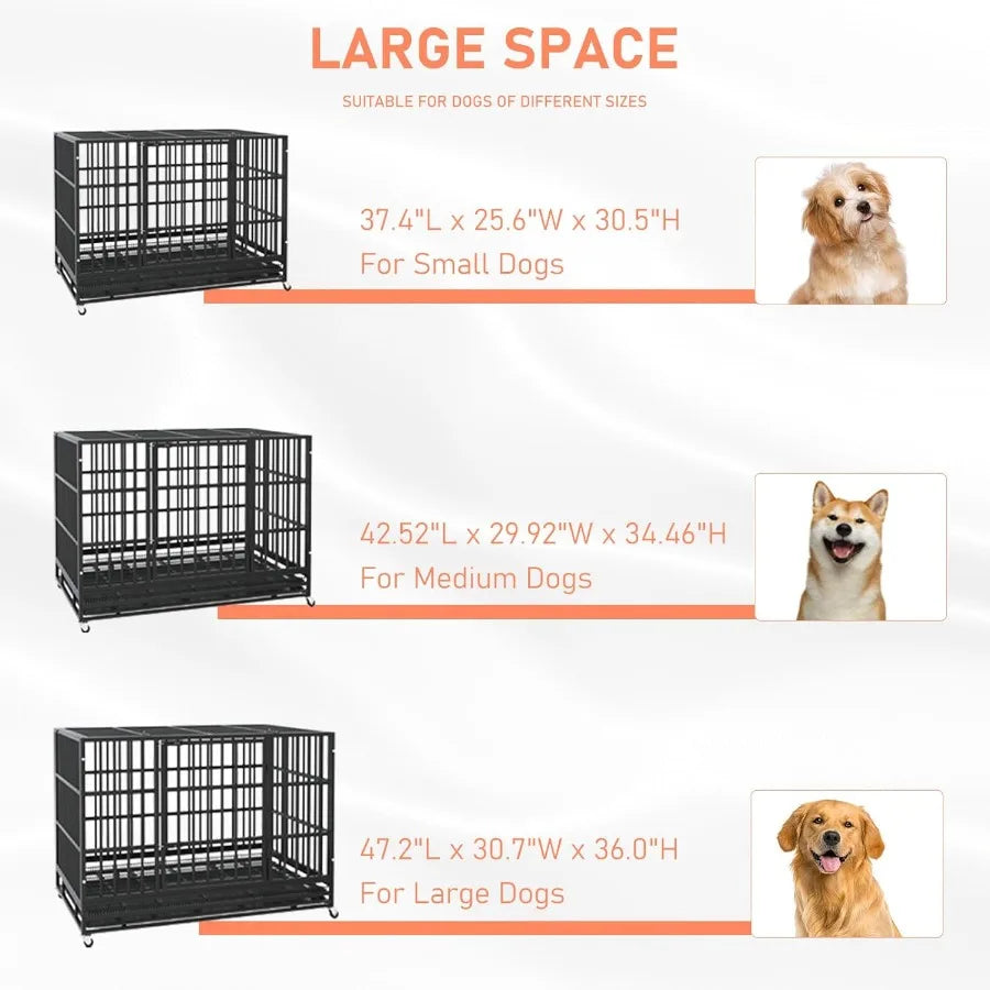 Heavy Duty Escape Proof Kennel w/Lockable Wheels