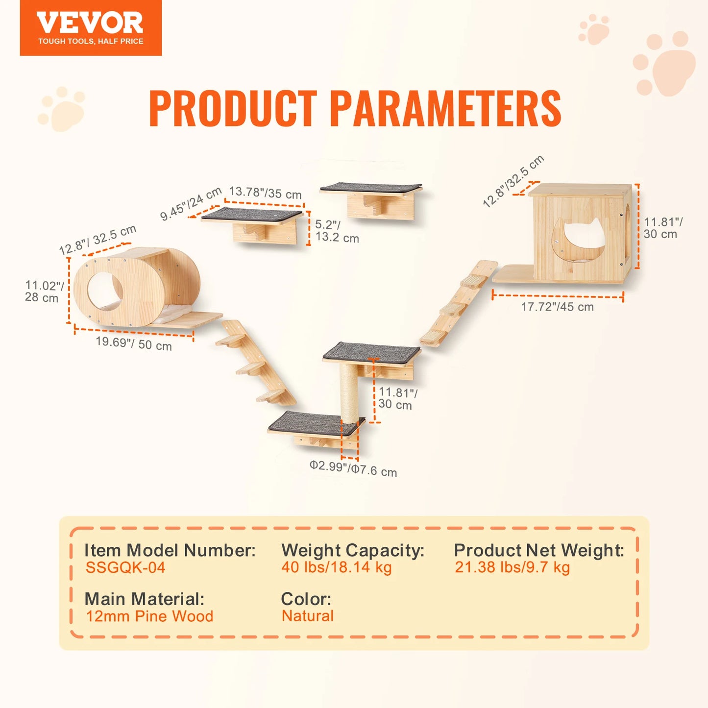 SucceBuy Wall Mounted Cat Shelves and Perches