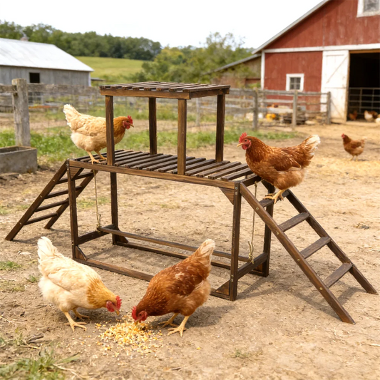 Solid Wood Chicken Perch with Swing Ladder & Platform