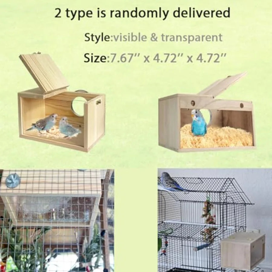 Transparent & Wood Parakeet Nesting Box