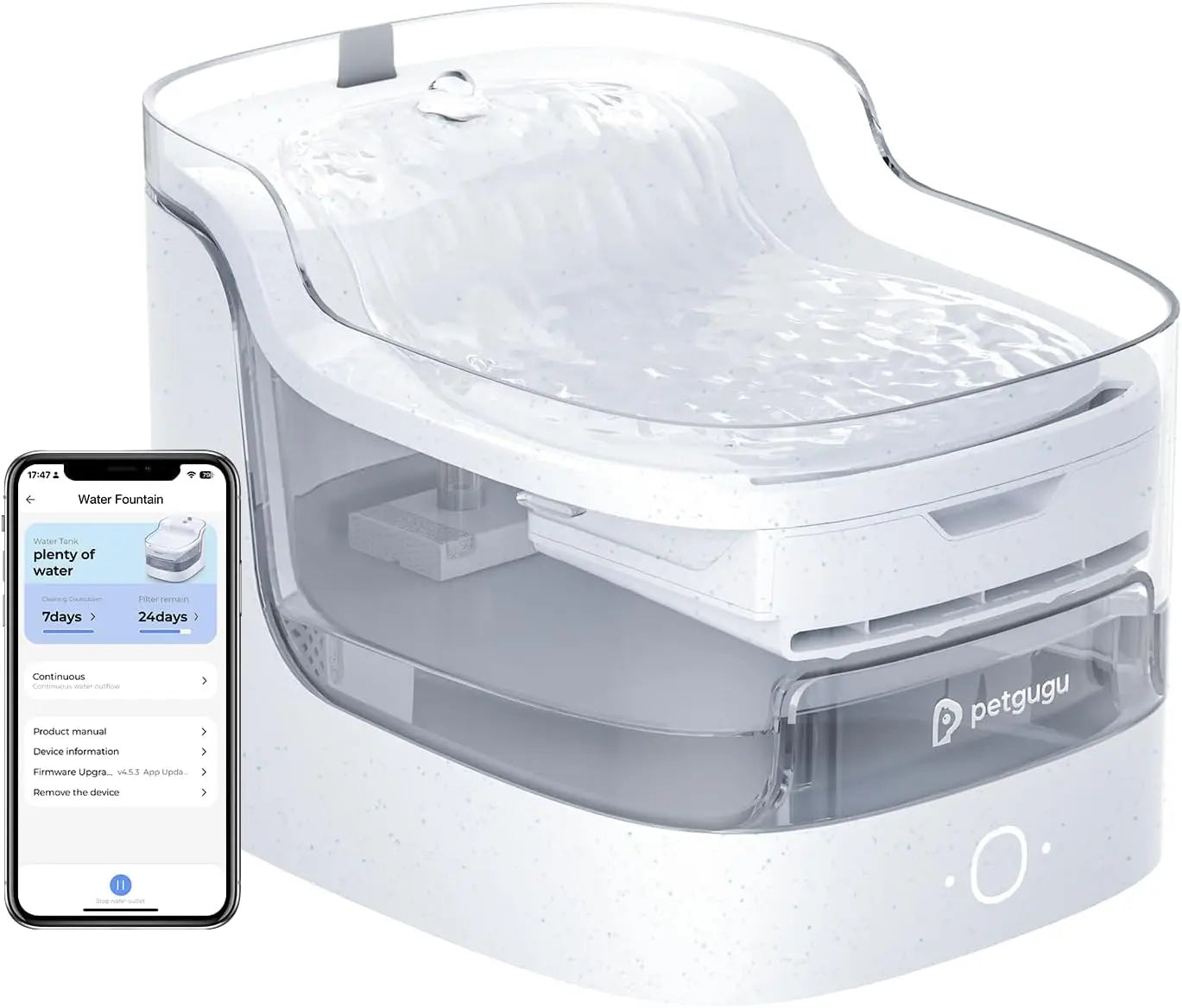 Ultra-Quiet 8-Layer Filter Pet Water Fountain