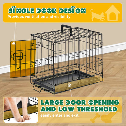 JHK 18 Inch Single Door Metal Dog Crate w/Tray