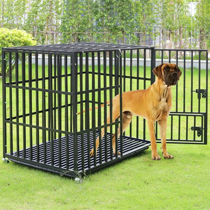 Heavy Duty Dog Kennel w/Lockable Wheels & Tray