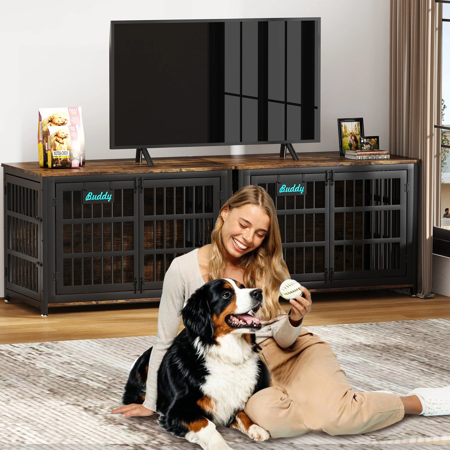 Heavy Duty Dog Crate Furniture with Casters
