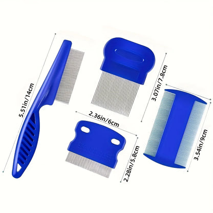 Pk of 4 Stainless Steel Flea and Lice Combs