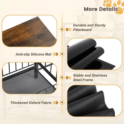 Raised Pet Feeding Stations w/Storage Basket & Toy Bin