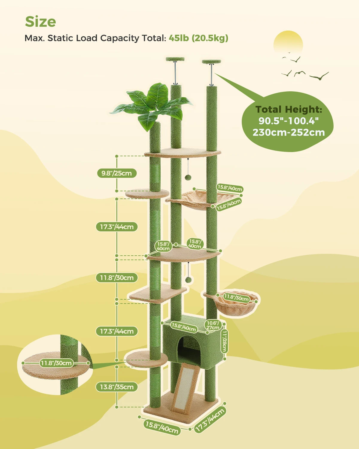 Floor to Ceiling Cactus Cat Tree with Scratching Post