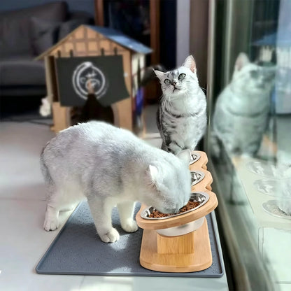 Raised Pet Feeder w/3 Stainless Steel Bowls