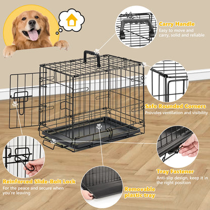 JHK 18 Inch Single Door Metal Dog Crate w/Tray
