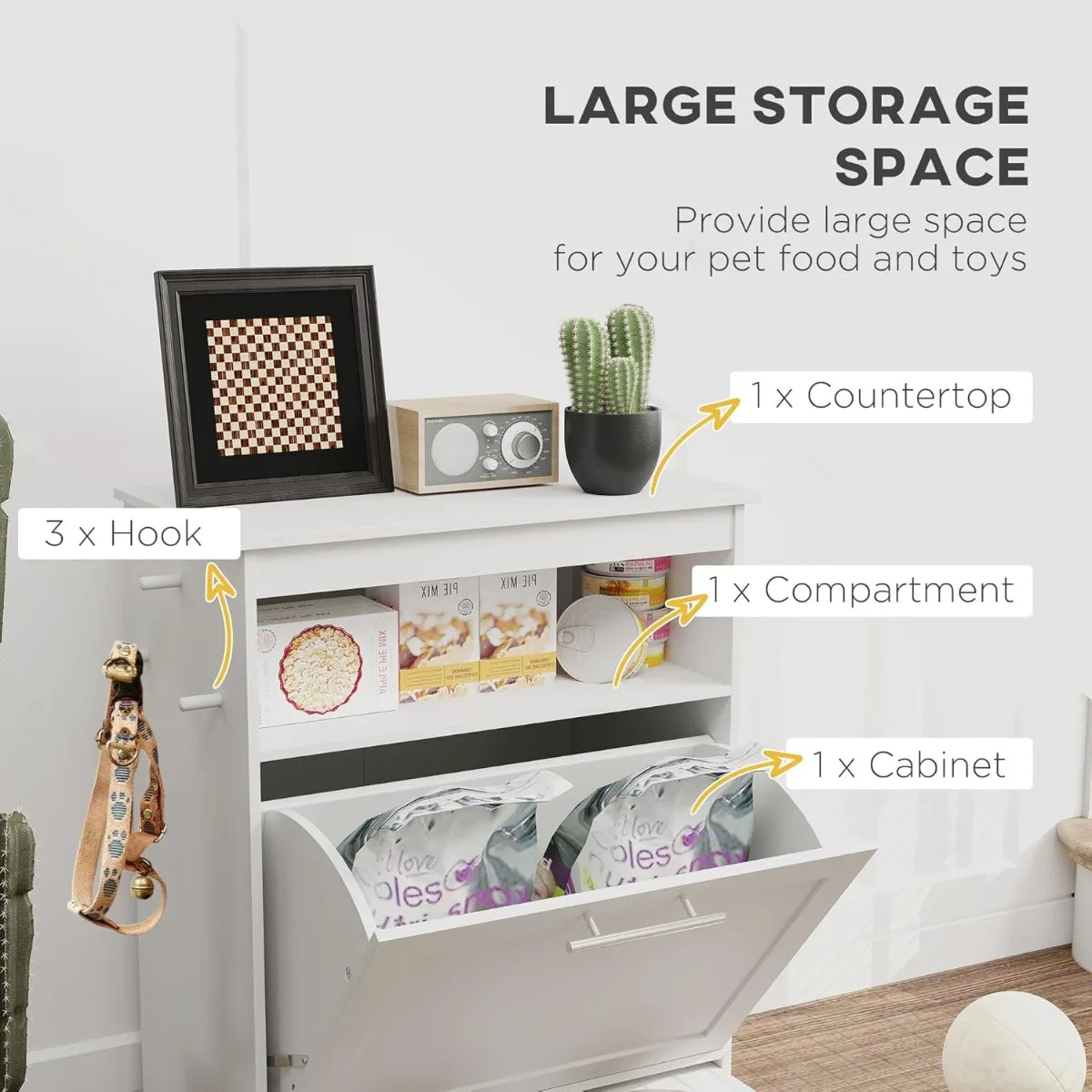 PawHut Pet Feeder Organizer w/Hanger for Food/Water