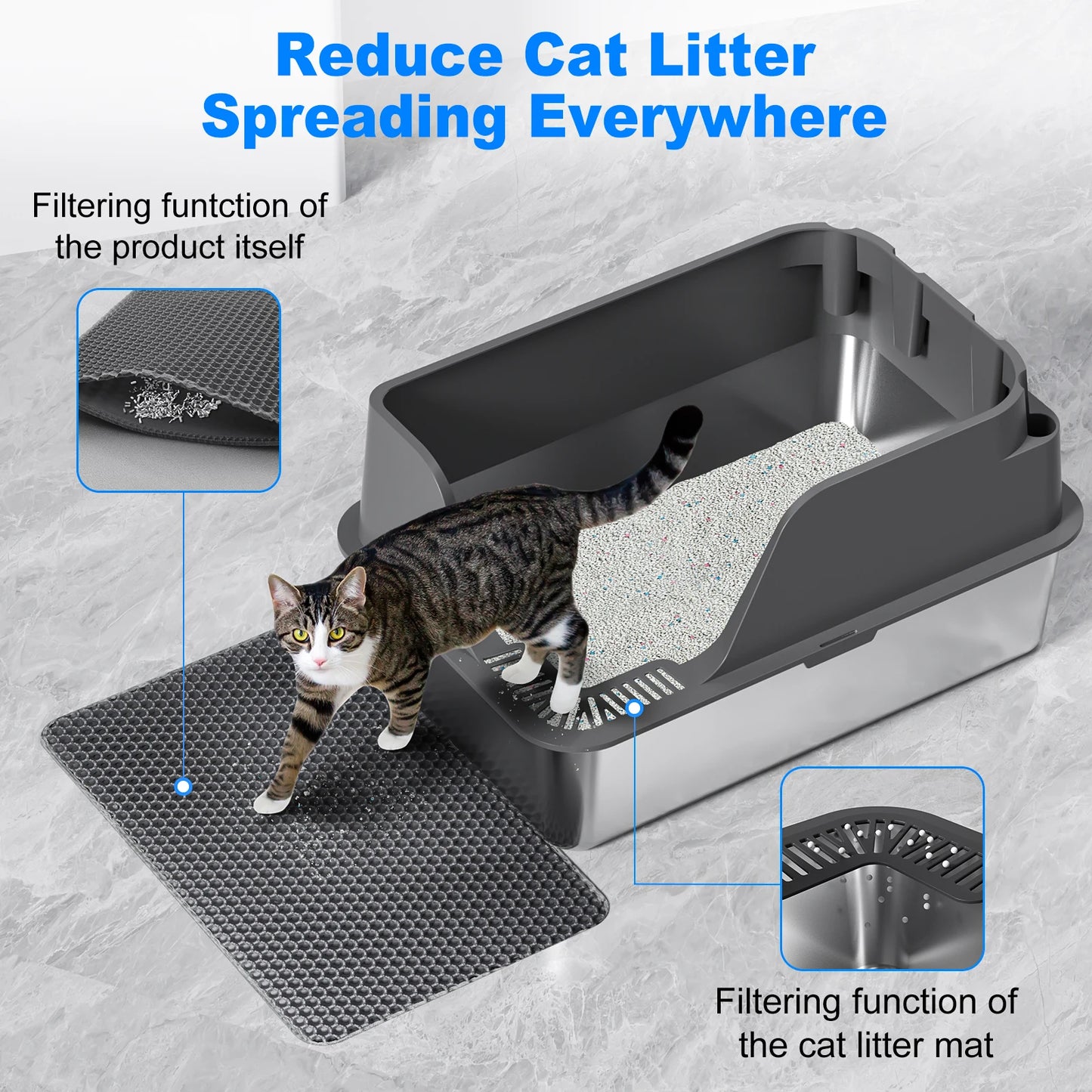 XL Stainless Steel Cat Litter Box