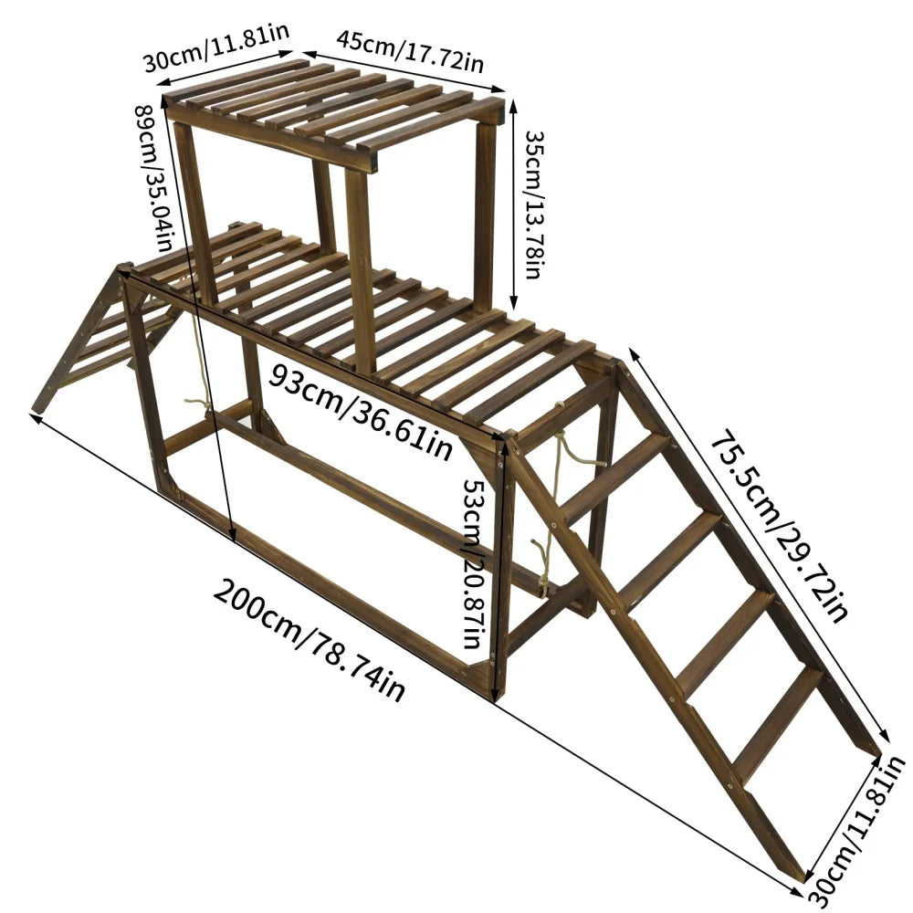 Solid Wood Chicken Perch with Swing Ladder & Platform