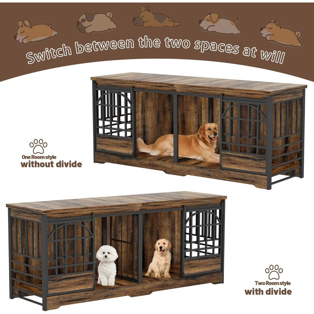 78 Inch Double Pet Crate Furniture
