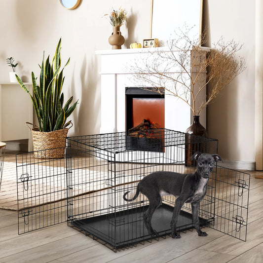 JHK 48 Inch Double Door Pet Crate for Travel