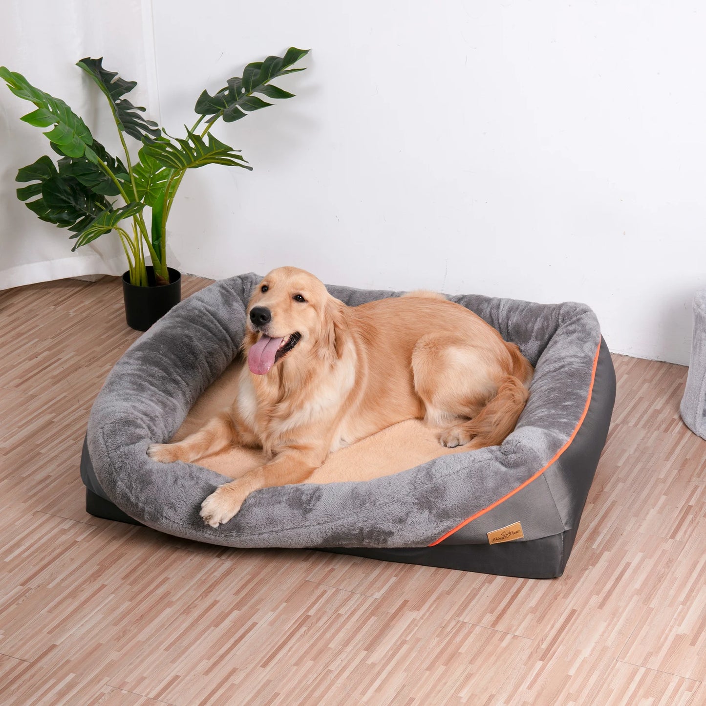 Large Soft Orthopedic Foam Pet Bed w/Bolster