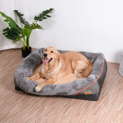 Large Soft Orthopedic Foam Pet Bed w/Bolster