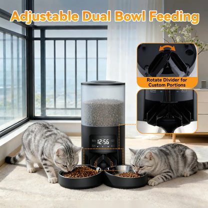 JHK 6L Automatic Pet Feeder w/2 Stainless Steel Bowls