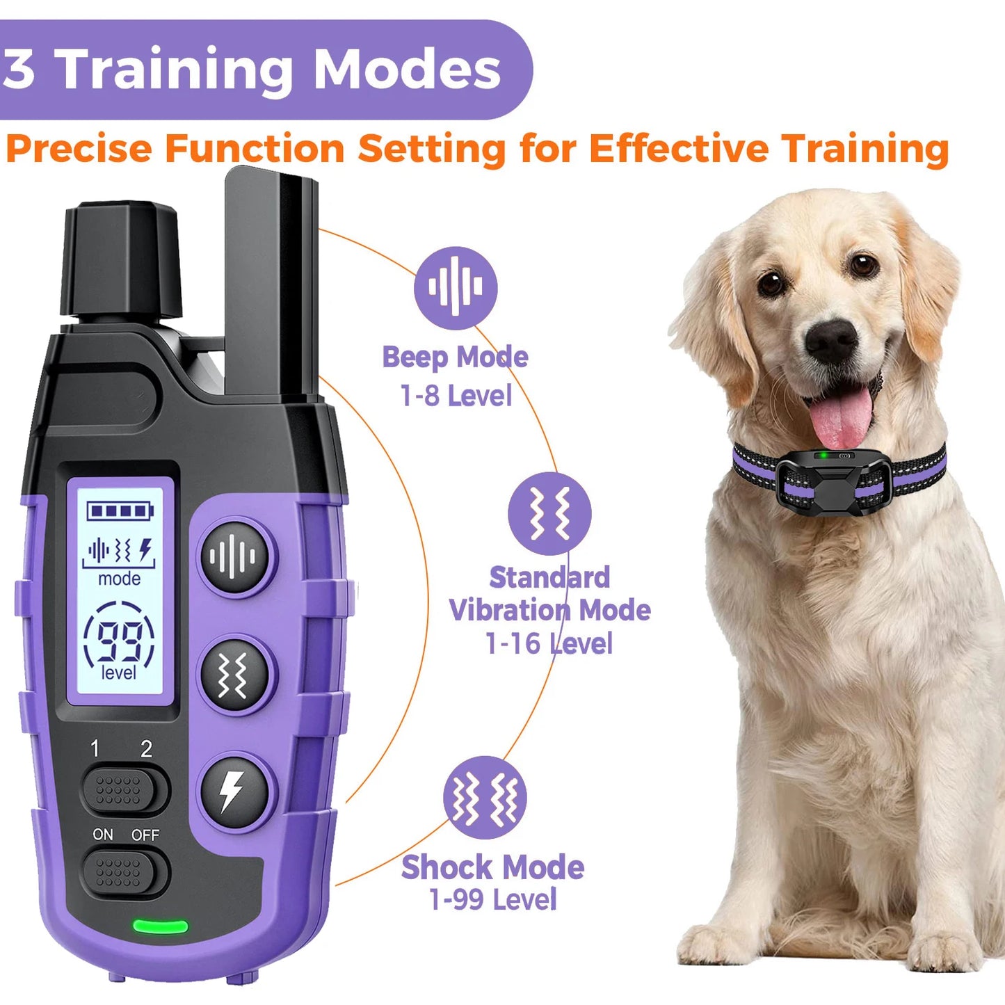 Waterproof Electric Dog Training Collar w/Remote Control
