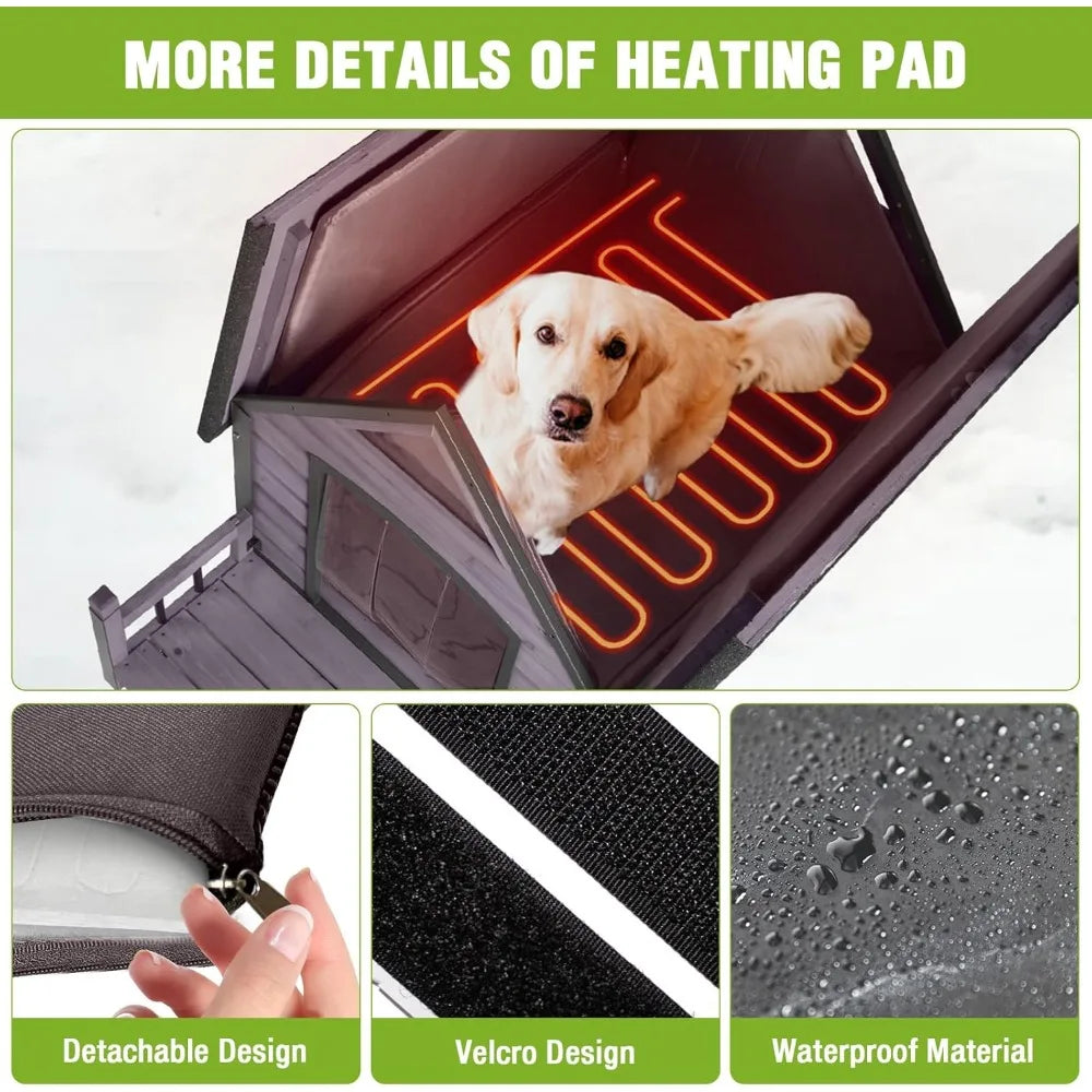 GUTINNEEN Outdoor Heated Dog House w/Porch