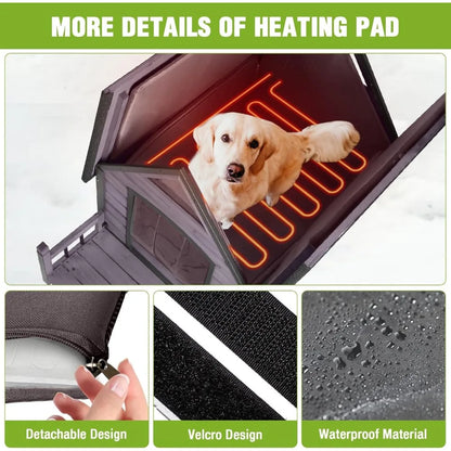 GUTINNEEN Outdoor Heated Dog House w/Porch