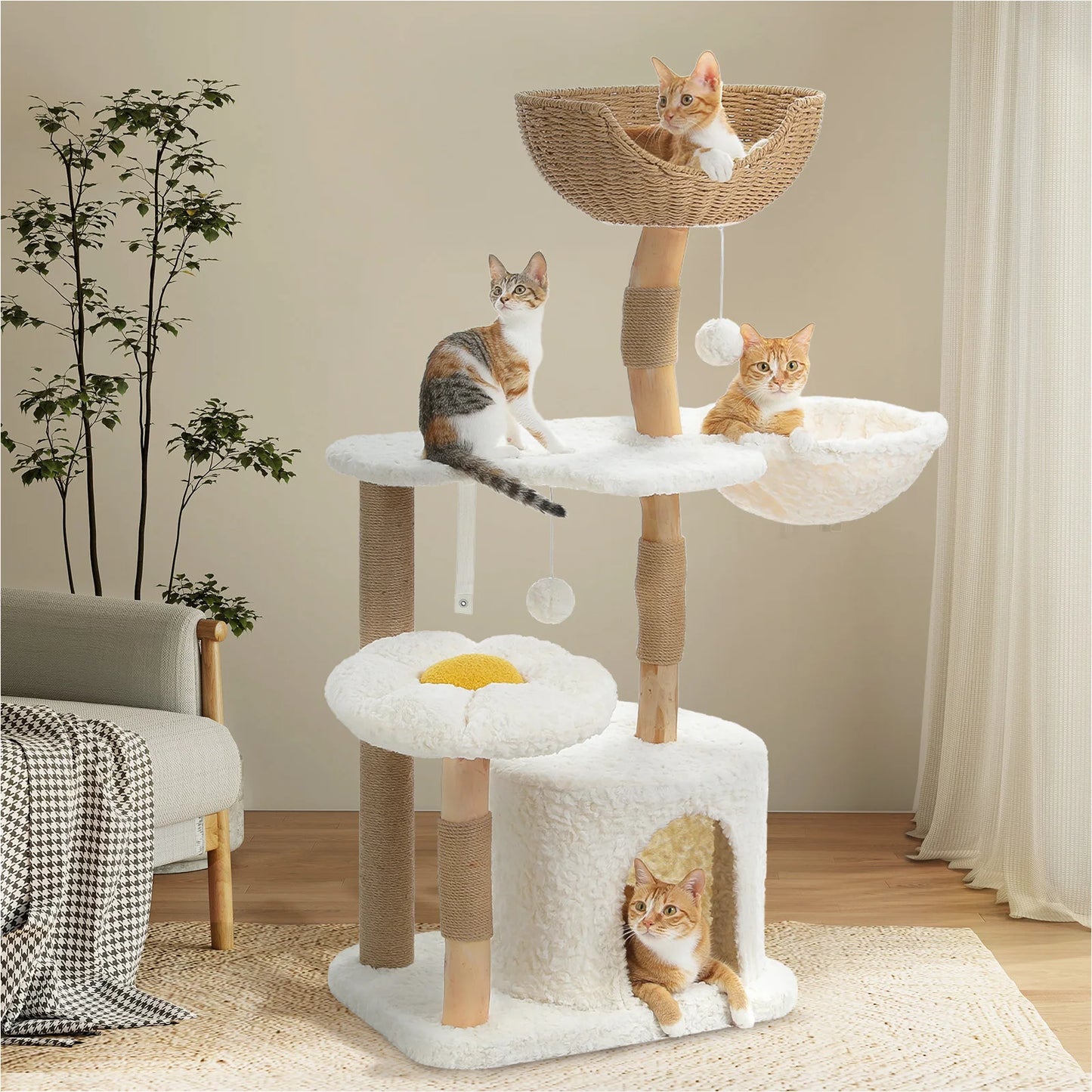 Solid Wood Indoor Cat Tree