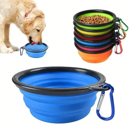 Folding Portable Silicone Pet Bowl w/Carabiner